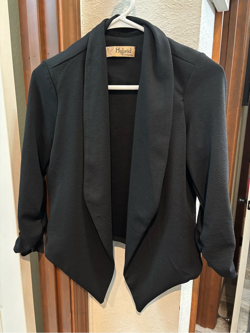 Hybrid & company Black Draped Open-Front Blazer
